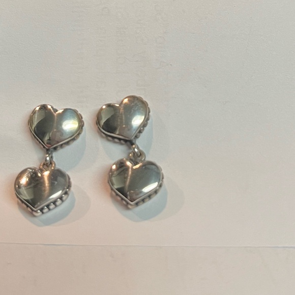 RARE LAGOS Vintage 925 Sterling Silver Drop Heart Earrings❣️❣️ - Picture 4 of 8